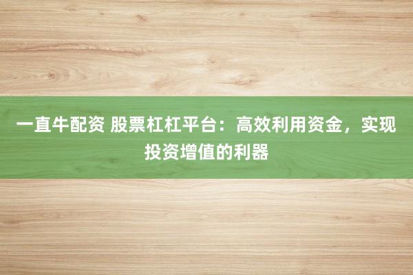 一直牛配资 股票杠杠平台：高效利用资金，实现投资增值的利器