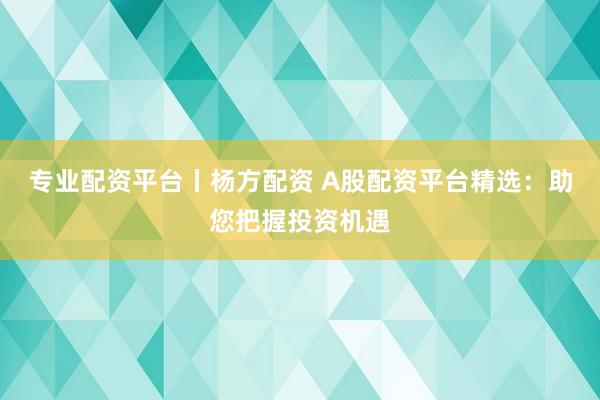 专业配资平台丨杨方配资 A股配资平台精选：助您把握投资机遇